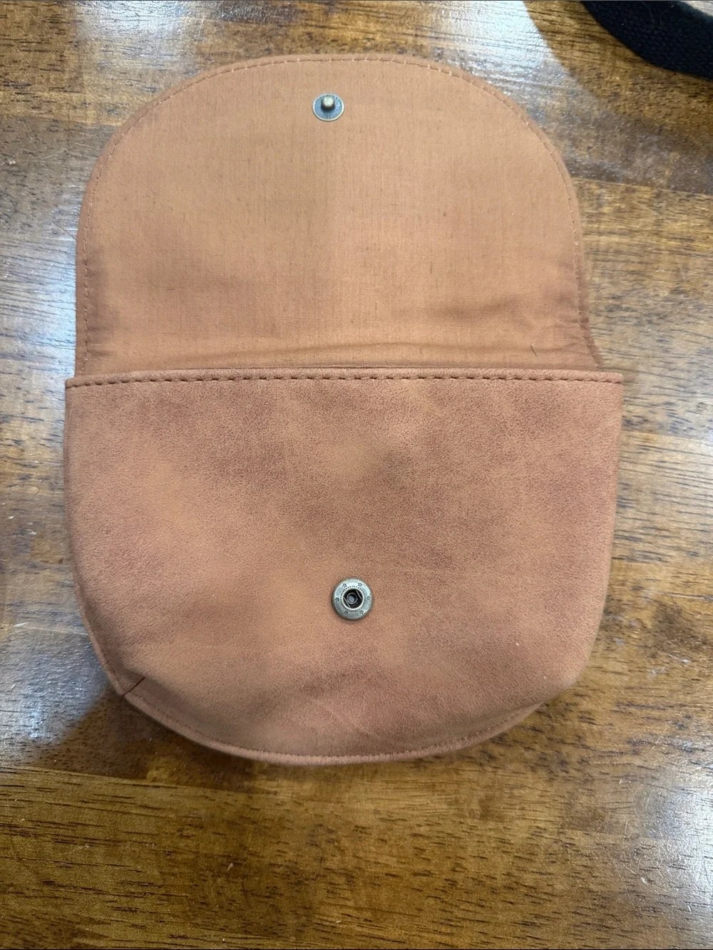 Roxy Suede Embossed Flap Clutch — Tan
